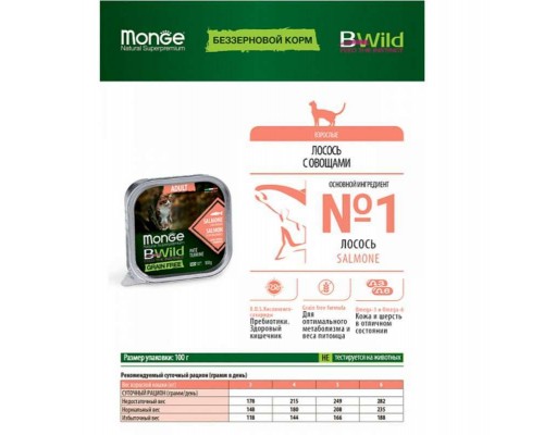 Паштет для котів Monge BWild Grain Free Wet Salmon Adult Cat 100 г (8009470012881)