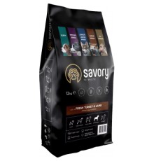 Сухий корм для собак Savory Medium Breed rich in Fresh Turkey and Lamb 12 кг (4820232630273)