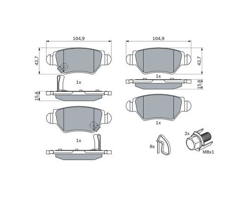Гальмівні колодки Bosch 0 986 494 014