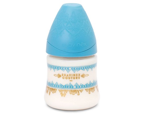 Пляшечка для годування Suavinex Couture с круглой соской медленный поток 150 мл синя (304123)
