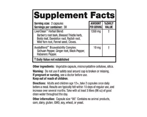 Трави Ridgecrest Herbals Натуральний комплекс для підтримки та захисту печінки, Live (RCH172)