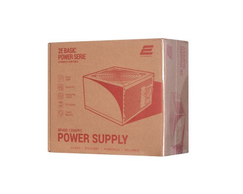 Блок живлення 2E BASIC POWER (400W), 80, 120mm, 1xMB 24pin(20+4), 1xCPU 8pin(4+4), 3xMolex, 4xSATA, 1xPCIe 8pin( (2E-BP400-120APFC)
