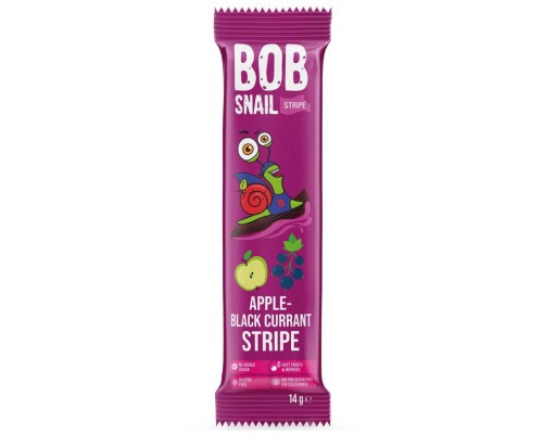 Цукерка Bob Snail Равлик Боб Яблуко Смородина страйп, 14 г (4820206080929)