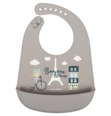 Слинявчик Canpol babies Bonjour Paris силіконовий з кишенькою беж (74/027_bei)