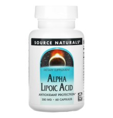 Антиоксидант Source Naturals Альфа-ліпоєва кислота, 300 мг, Alpha Lipoic Acid, 60 капсул (SNS-01764)