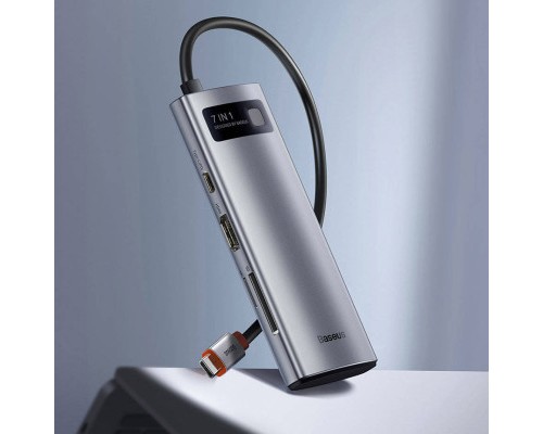 Порт-реплікатор Baseus 7-in-1 Metal Gleam Series Type-C to HDMI+USB+SD/TF Docking Station (WKWG020113)