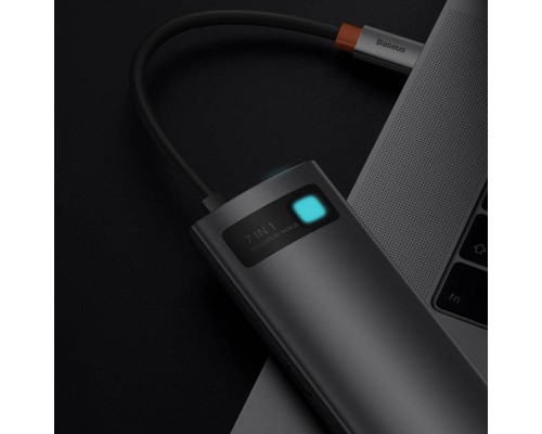 Порт-реплікатор Baseus 7-in-1 Metal Gleam Series Type-C to HDMI+USB+SD/TF Docking Station (WKWG020113)