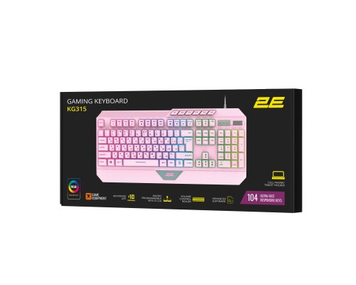Клавіатура 2E Gaming KG315 RGB USB UA Pink (2E-KG315UPK)