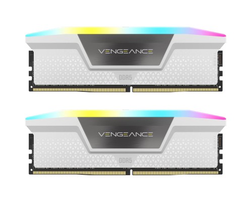 Модуль пам'яті для комп'ютера DDR5 64GB (2x32GB) 6000 MHz XMP 3.0 Vengeance RGB White Corsair (CMH64GX5M2B6000C40W)