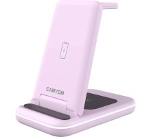 Зарядний пристрій Canyon WS-304 Foldable 3in1 Wireless charger Iced Pink (CNS-WCS304IP)