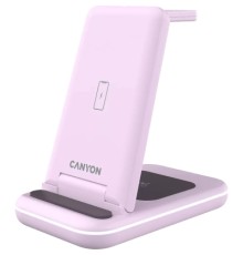 Зарядний пристрій Canyon WS-304 Foldable 3in1 Wireless charger Iced Pink (CNS-WCS304IP)