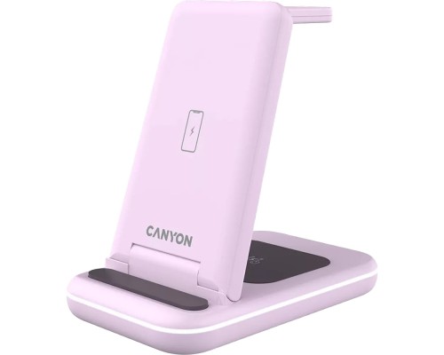 Зарядний пристрій Canyon WS-304 Foldable 3in1 Wireless charger Iced Pink (CNS-WCS304IP)