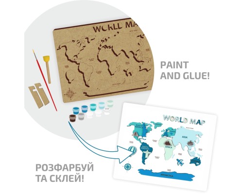 Набір для творчості Rosa Talent World Map 3D, МДФ, 30,5 х 37,5 см (4823098540014)