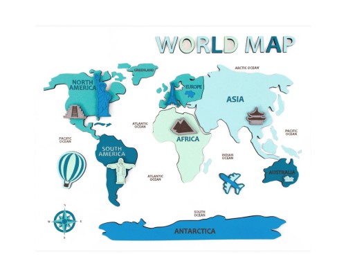 Набір для творчості Rosa Talent World Map 3D, МДФ, 30,5 х 37,5 см (4823098540014)