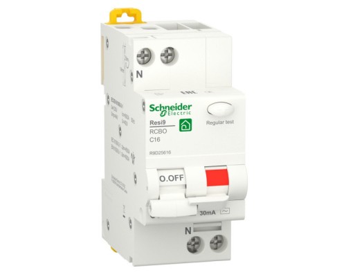 Диференціальний автоматичний вимикач Schneider Electric RESI9 6kA 1P+N 16A C 30mA (R9D25616)