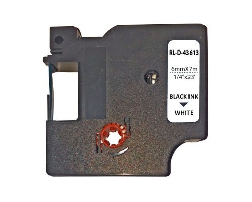 Стрічка для принтера етикеток UKRMARK D-43613P, 6мм х 7м, чорним на білому, аналог DYMO D1 S0720780 (900800)