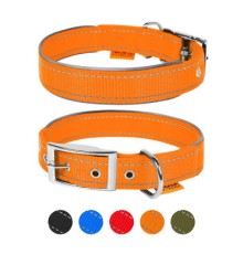 Нашийник для тварин Dog Extreme подвійний зі світловідбиваючою вставкою Ш 40 мм Д 60-72 см помаранчевий (64544)