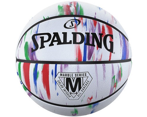 М'яч баскетбольний Spalding Marble Ball білий, червоний, синій Уні 7 84397Z (689344406466)