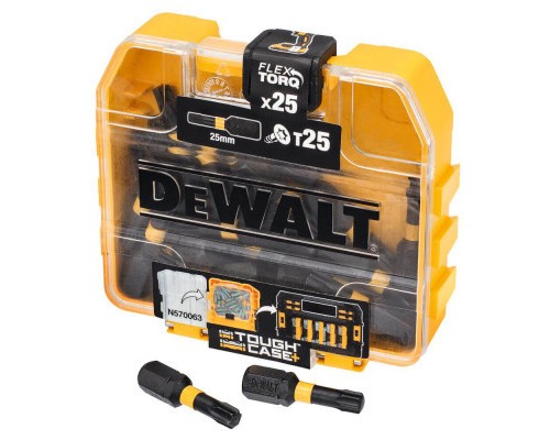 Набір біт DeWALT EXTREME FLEXTORQ, Torx, T25, L = 25 мм, 25 шт, TOUGH CASE (DT70558T)