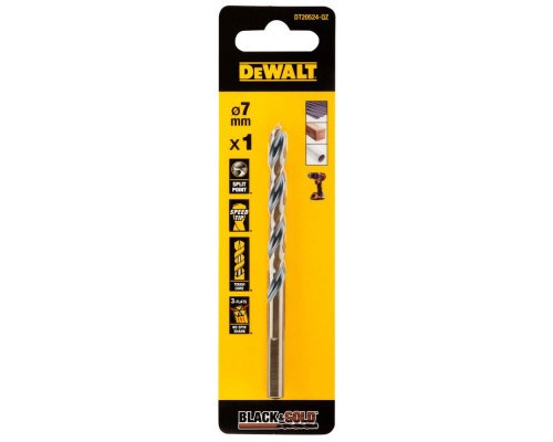 Свердло DeWALT по металу Black & Gold, HSS-G, 7 х 109 х 69 мм (DT20524)