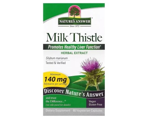 Трави Nature's Answer Розторопша, Milk Thistle, 60 вегетаріанських капсул (NTA-16415)