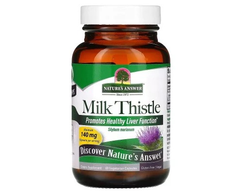 Трави Nature's Answer Розторопша, Milk Thistle, 60 вегетаріанських капсул (NTA-16415)