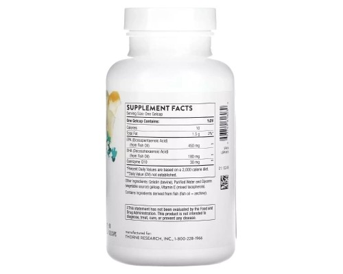 Вітамін Thorne Research Омега-3 з коензимом Q10, Omega-3 with CoQ10, 90 гелевих капсул (THR-61603)
