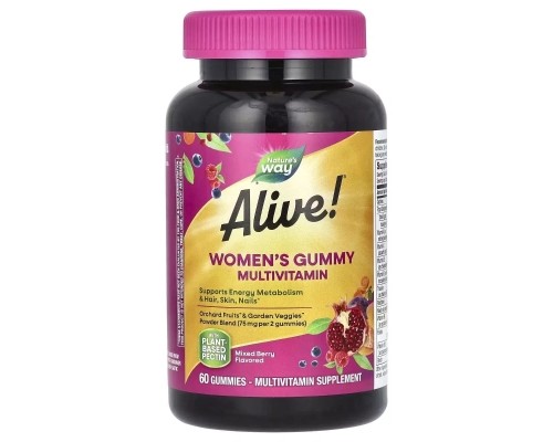 Мультивітамін Nature's Way Мультивітаміни для жінок, смак ягід, Alive! Women's Gummy Multivitam (NWY-15903)
