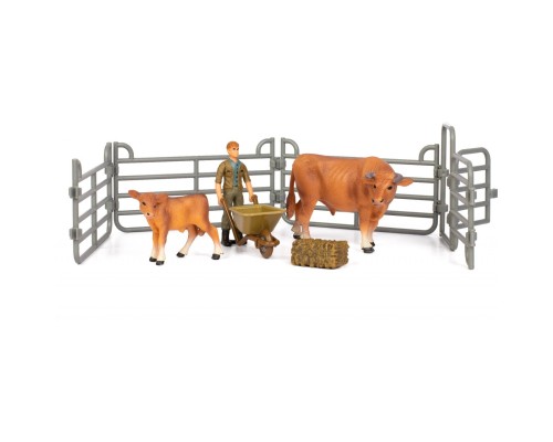 Фігурка Kids Team набір Ферма фермер, рудий бик і теля (Q9899-X10_2)
