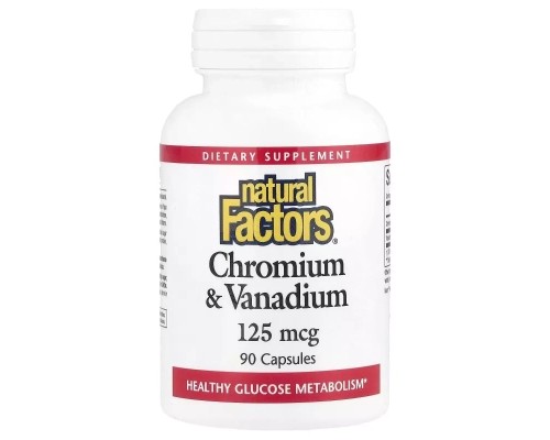 Мінерали Natural Factors Хром та Ванадій, 125 мкг, Chromium & Vanadium, 90 капсул (NFS-01635)