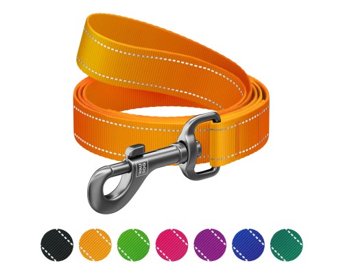 Повідок для собак WAUDOG Nylon Mono світловідбивний, S, Ш 15 мм, Д 300 см, помаранчевий (46434)