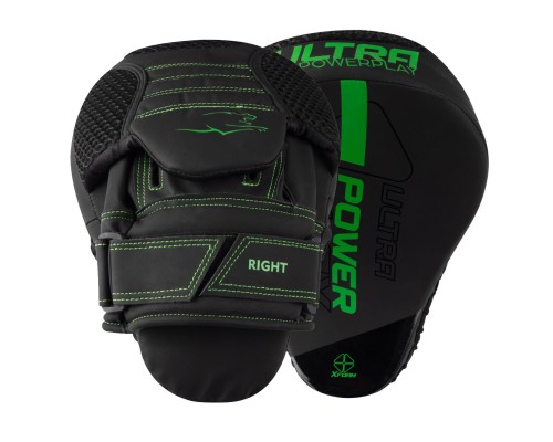 Лапи боксерські PowerPlay 3044 Pro Carbon Ultra Series Чорно-Зелені (PP_3044_Bl/Green)