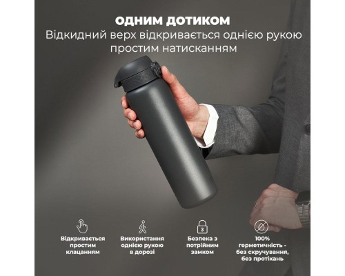 Пляшка для води ION8 OneTouch Vacuum Insulated 920 мл Grey (I8TS1000GRY)