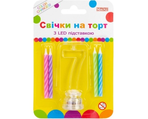 Свічка Maxi 4 шт. на торт з LED підставкою 