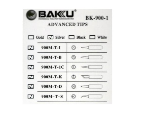 Жало паяльне Baku BK-900M-T-B,silver, 4*6,3mm, мідь, гальванічне покриття (BK-900M-T-B)