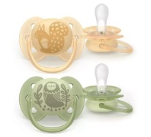 Пустушка Philips AVENT Ultra Soft 6-18 місяців 2 шт, жовто-зелена (SCF091/46)