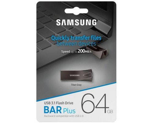 USB флеш накопичувач Samsung 64GB Bar Plus Black USB 3.1 (MUF-64BE4/APC) 