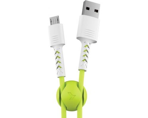 Дата кабель USB 2.0 AM to Micro 5P 1.0m Soft white/lime Pixus (4897058531176)
