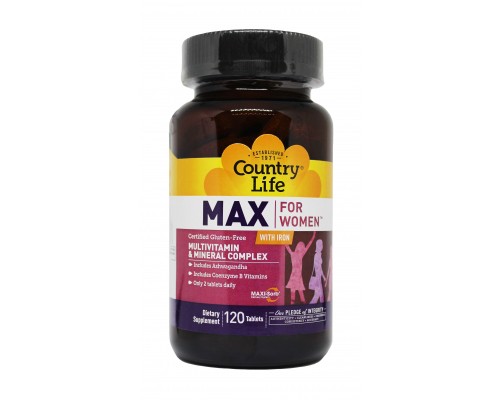 Мультивітамін Country Life Мультивітаміни і Мінерали для Жінок, Max for Women, 120 табл (CLF-08121) Мультивітамін Country Life Мультивітаміни і Мінерали для Жінок, Max for Women, 120 табл (CLF-08121)