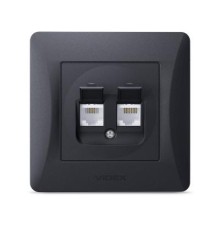 Комп'ютерна розетка Videx BINERA CAT6 + CAT3 подвійна черн (VF-BNSK2PC6TF3-BG)