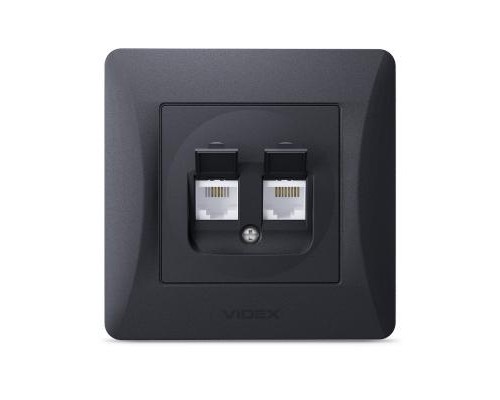 Комп'ютерна розетка Videx BINERA CAT6 + CAT3 подвійна черн (VF-BNSK2PC6TF3-BG)