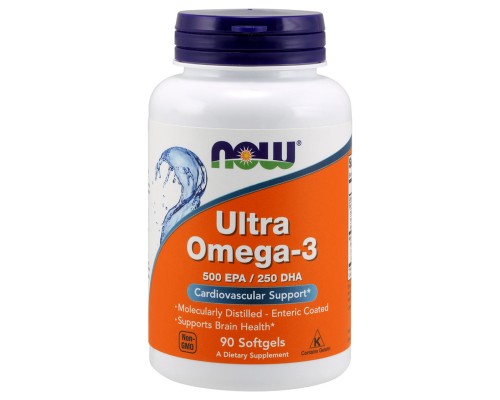Жирні кислоти Now Foods Ультра Омега-3, Ultra Omega-3, 90 желатинових капсул (NOW-01661)