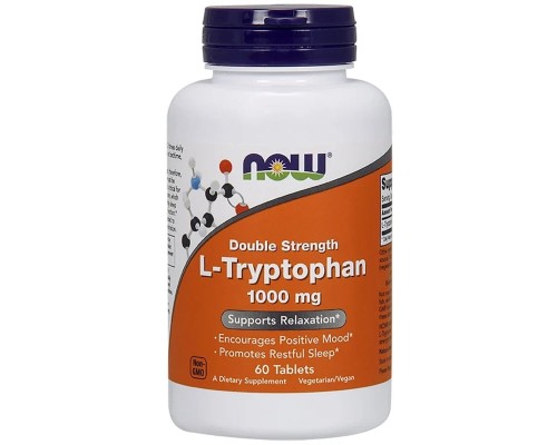 Амінокислота Now Foods L-Триптофан, подвійний концентрації, 1000 мг, L-Tryptophan, (NOW-00169)