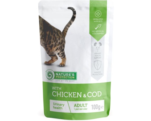 Вологий корм для кішок Nature's Protection Urinary health with Chicken and Cod 100 г (KIK45191)