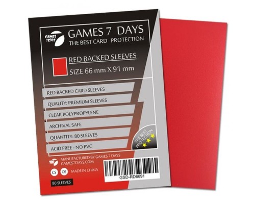 Протектор для карт Games7Days 66 х 91 мм, MTG, 80 шт Red (PREMIUM) (GSD-RD6691) Протектор для карт Games7Days 66 х 91 мм, MTG, 80 шт Red (PREMIUM) (GSD-RD6691)