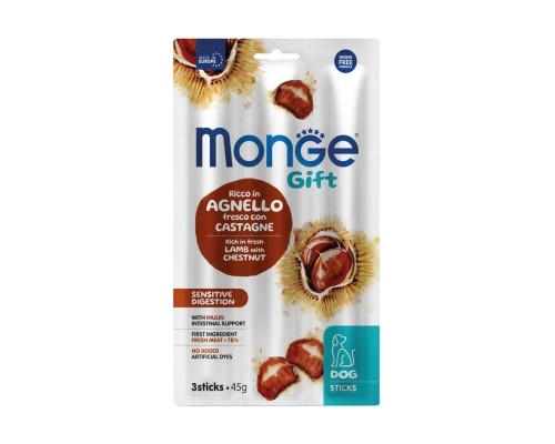 Ласощі для собак Monge Gift Dog Sensitive digestion ягня з каштанами 45 г (8009470085427)