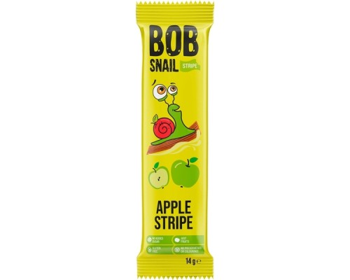 Цукерка Bob Snail Равлик Боб Яблоко страйп, 14 г (4820219344247)