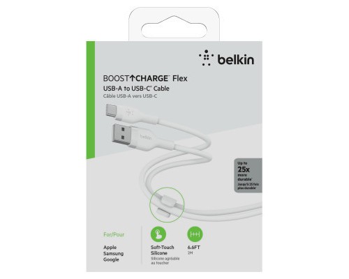 Дата кабель USB 2.0 AM to Type-C 2.0m white Belkin (CAB008BT2MWH)