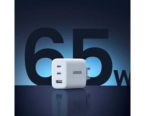 Зарядний пристрій Ugreen 3xUSB 65W (2xType-C+USB QC3.0) Fast Charger White CD275 (90496)