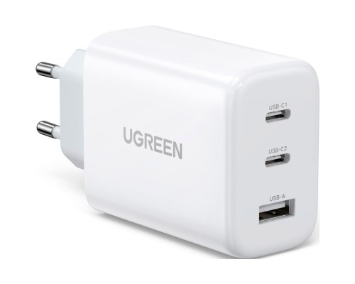 Зарядний пристрій Ugreen 3xUSB 65W (2xType-C+USB QC3.0) Fast Charger White CD275 (90496)